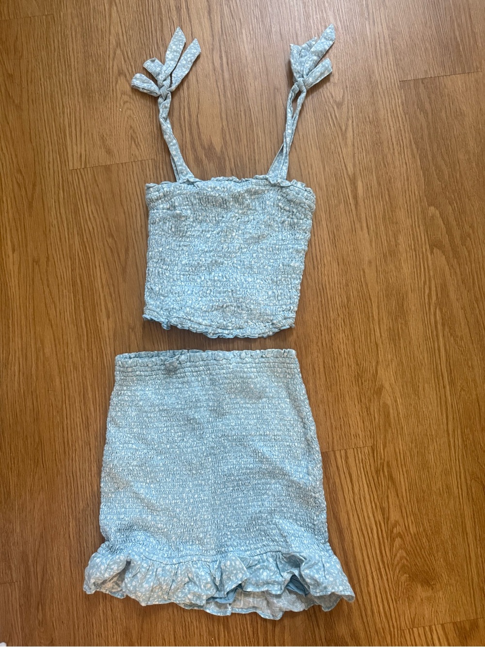 Abercrombie & Fitch Pale Blue Smocked Two-Piece Set